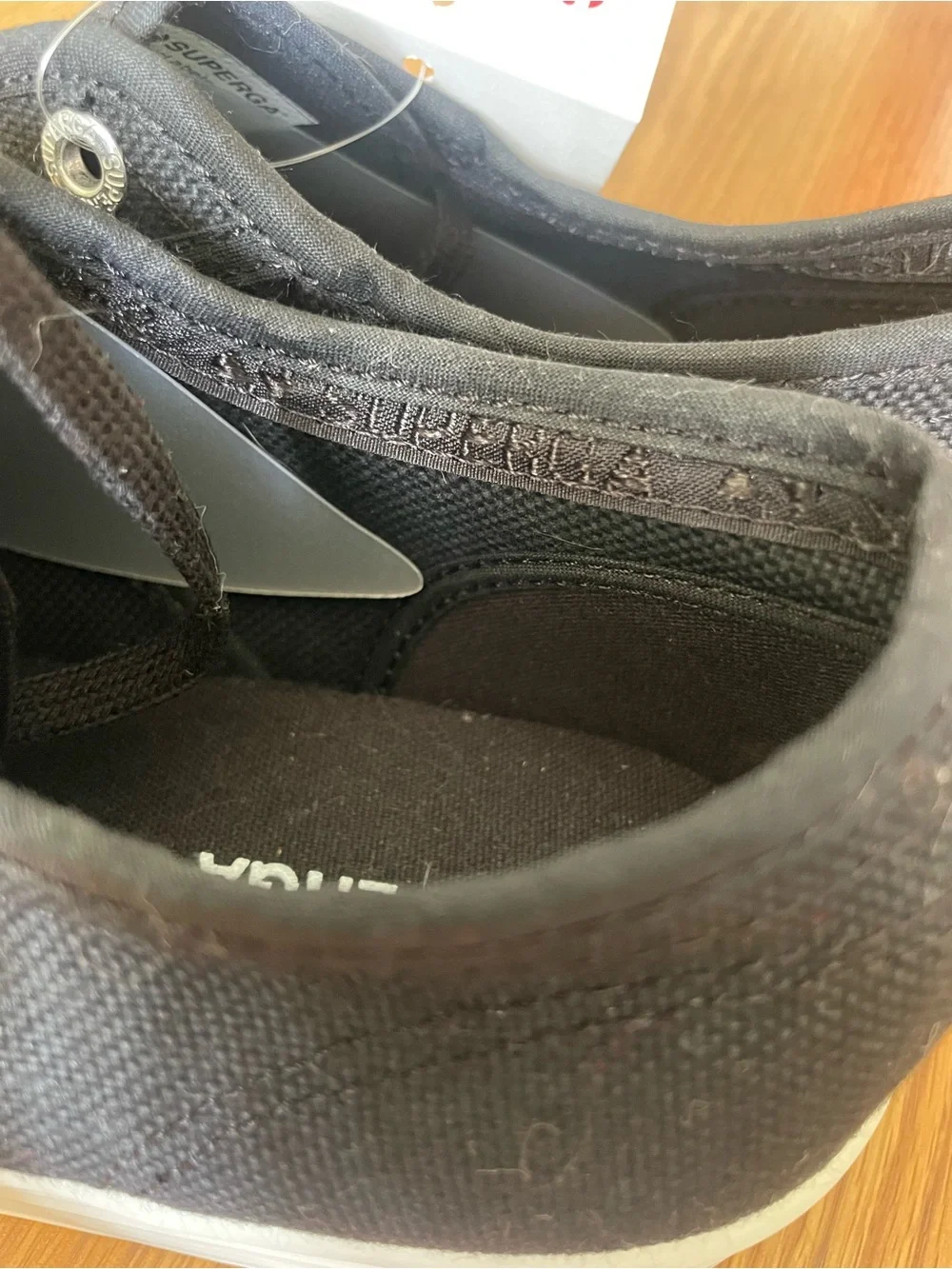 NWT Superga Black Canvas Low-Top Platform Sneakers with White Sole